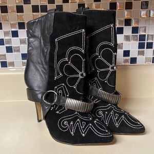 Buffalo London black leather & suede cowboy boots